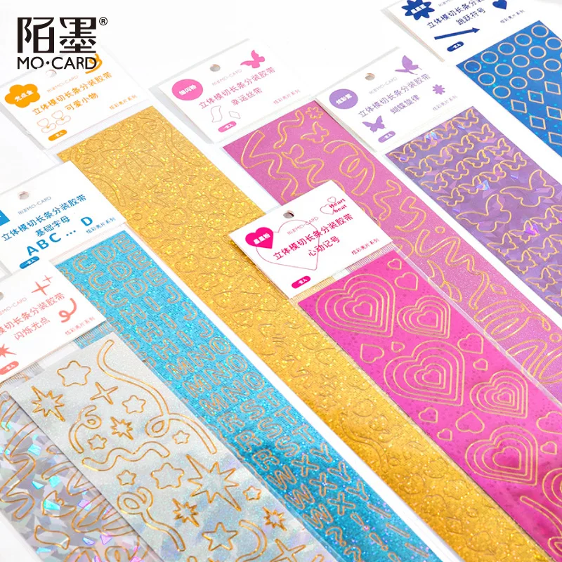 En oferta Pegatinas láser decorativas, cintas de lentejuelas de colores, para álbum de recortes, diario, papelería coreana, álbum, pegatina de lazo con letras de mariposa jYQOMRkwyZL