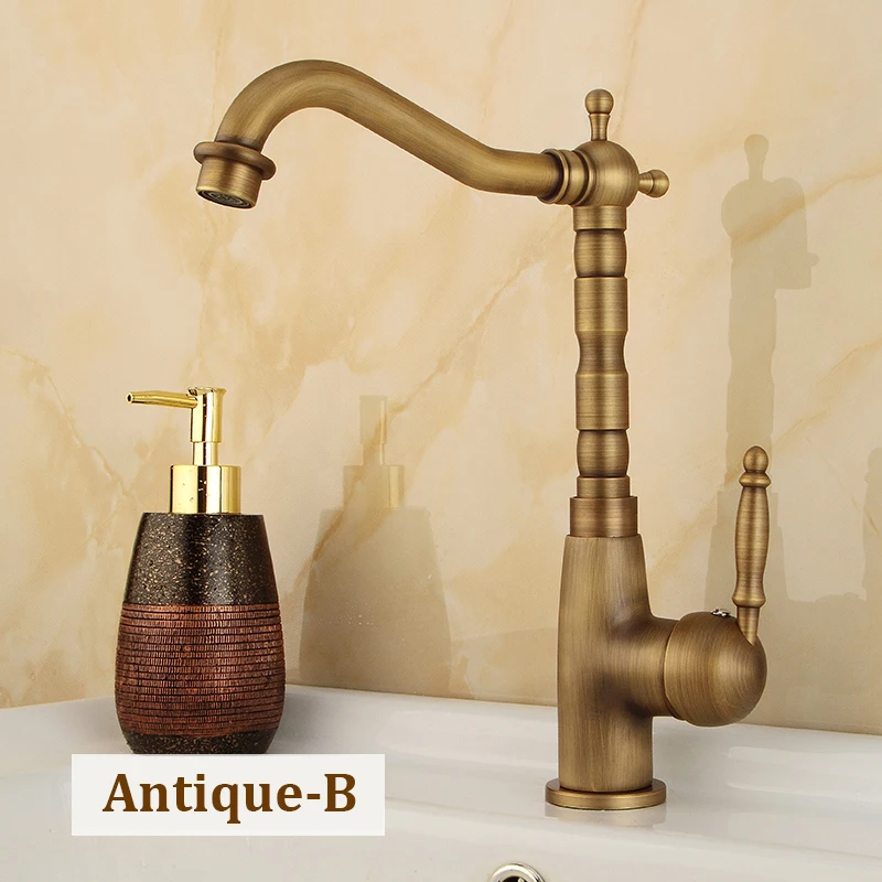 Vidric Antique Brass Kitchen Faucet 360 Swivel Bathroom Basin Sink Mixer Tap Crane Home Improvement Accessories 11-04-2