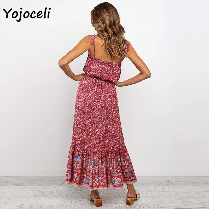 Yojoceli caftans стиль богемный Принт Сарафан для женщин свободный стиль лук миди платье для женщин vestidos