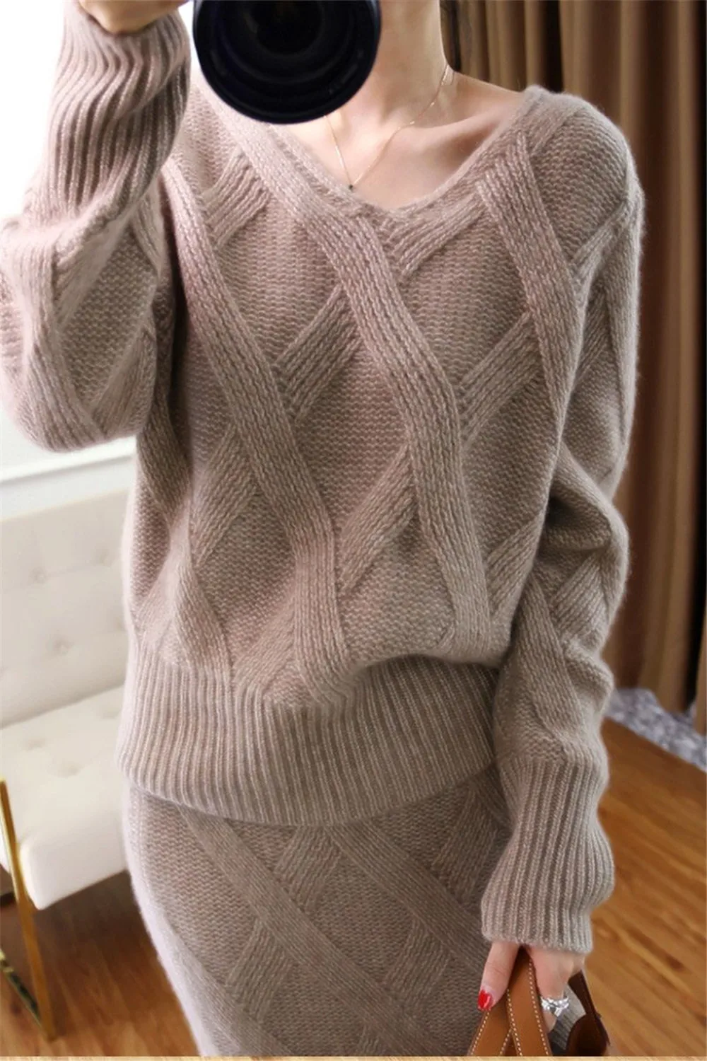 Плюс размер женский свитер топы и юбки костюмы с длинным рукавом пуловеры свитер повседневные трикотажные юбки комплект из двух предметов