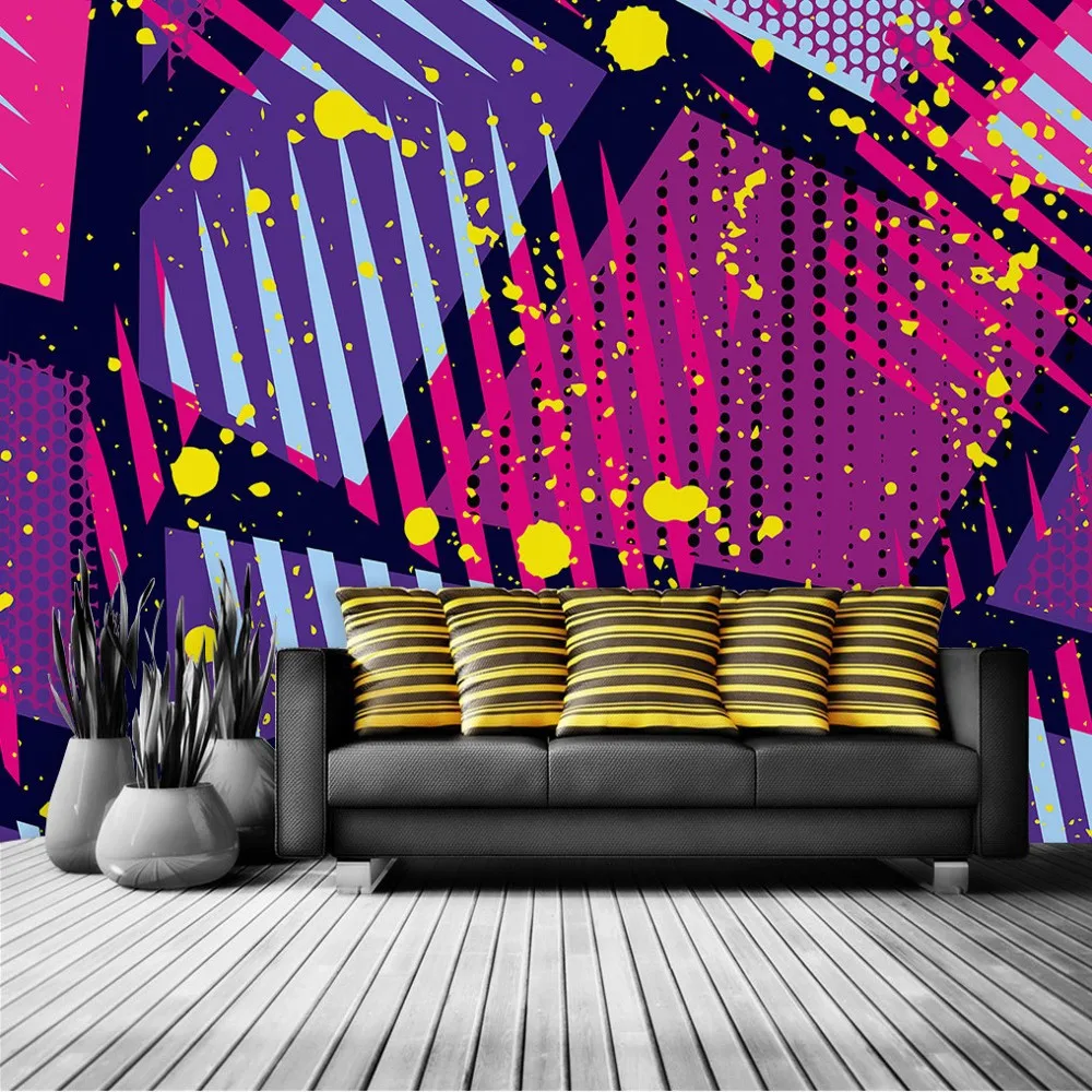 

Dropship Dropship Custom 3D Wallpaper Modern Minimalist Creative Geometric Graphic Color Blocks Simple Restaurant Wall Deco