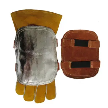 

safety gloves resistant Heat Shield Split Cowhide Leather Aluminized Back Welding Hand Pad