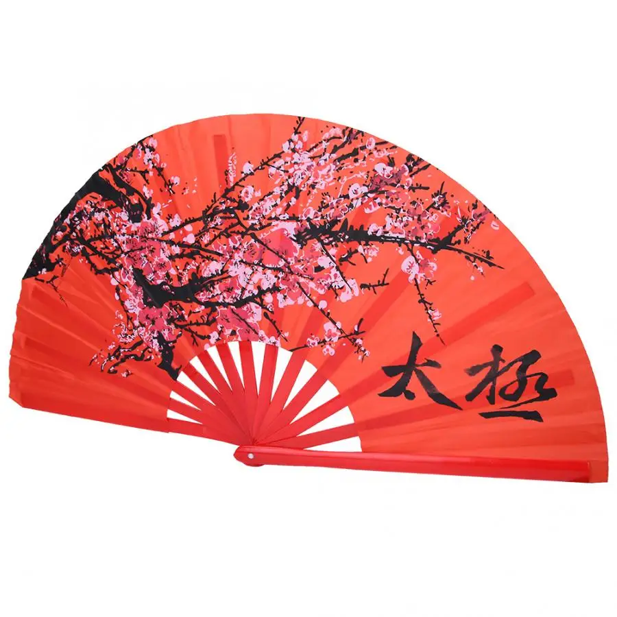 Tai Chi Fan Gym Bamboo Wood красный цвет цветение сливы Боевые искусства кунг-фу тайцзи любителей выполнять искусство складные вентиляторы с сумкой для хранения