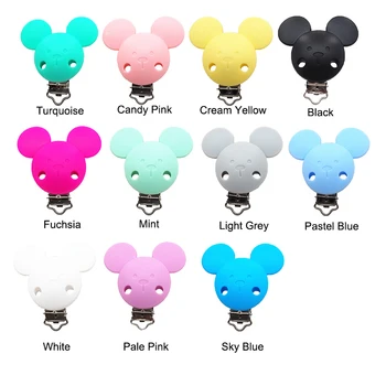 

Chenkai 10PCS Silicone Clips Pacifier Dummy Teether Chain Holder Clips DIY Baby Mouse Animal Nursing Teething Toy Clip