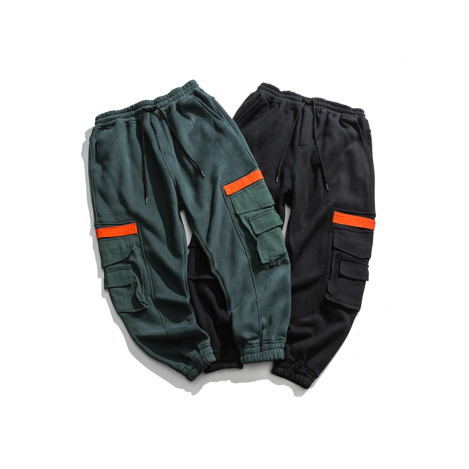 

City Where the Product Winter New Style Contrast Color Stickers Beam Leg Sweatpants Multi-pockets MEN'S Casual Pants BOY'S Bib O