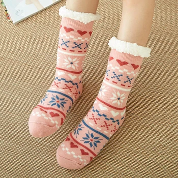 

Warm Winter Bed In Tube Thickened One Size Artificial Fleece Lined Adult Fluffy Women Socks Non Slip Floor Home Cozy Soft