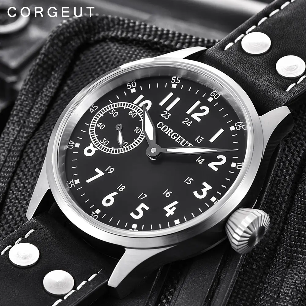 

Luxury corgeut Watch Men Mechanical 17 Jewels Hand Winding 6497 ST3600 Leather clock sapphire Luminous Male Fashion Wristwatch