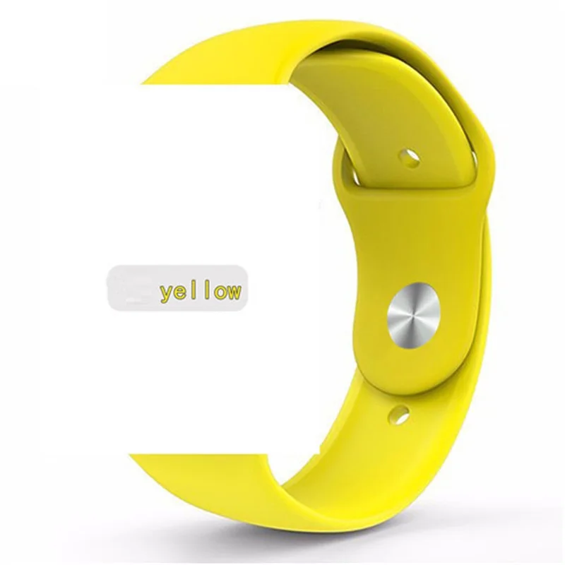 yellow Силиконовый ремешок для apple watch band 44 мм 40 мм, correa, iwatch5/4/3/2, 38 мм, ремешок 42 мм монохромный Силиконовый Браслет apple watch band - Цвет ремешка: yellow