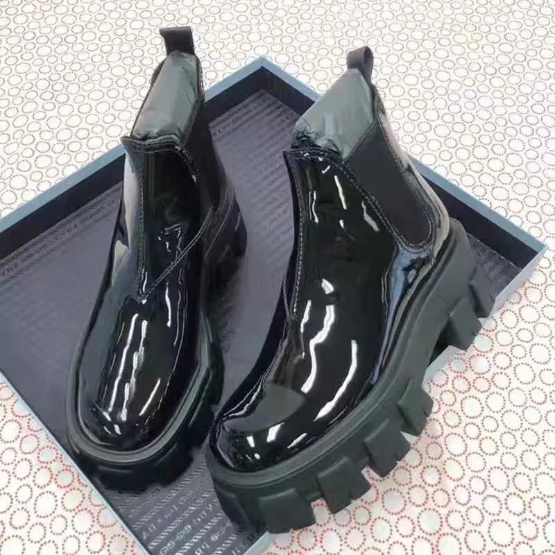 Зимняя обувь; женские ботильоны; bota Feminina; женские ботинки из лакированной кожи; Цвет Черный; Zapatos De Muje; Толстый bottes femme