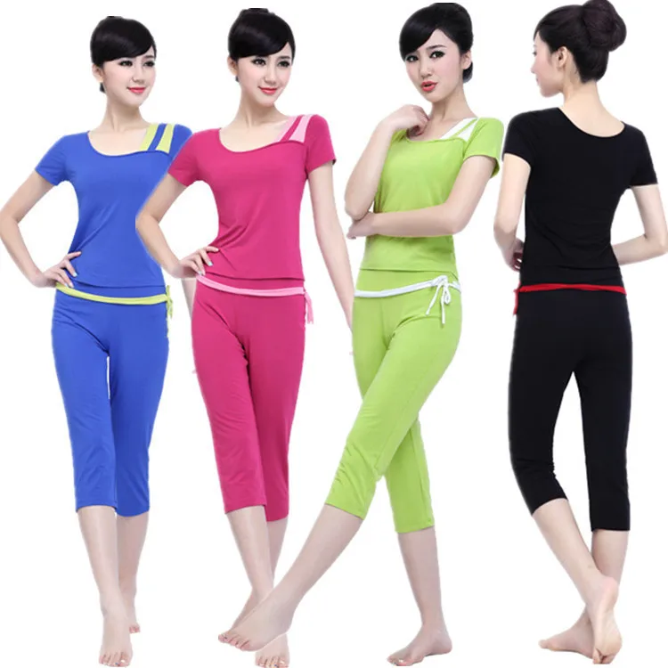 

Of a Butterfly New Style Shoulder Spell Short Sleeve Capri Pants Yoga Clothes Suit Dancing Dress Sports Fitness Exercise Clothin