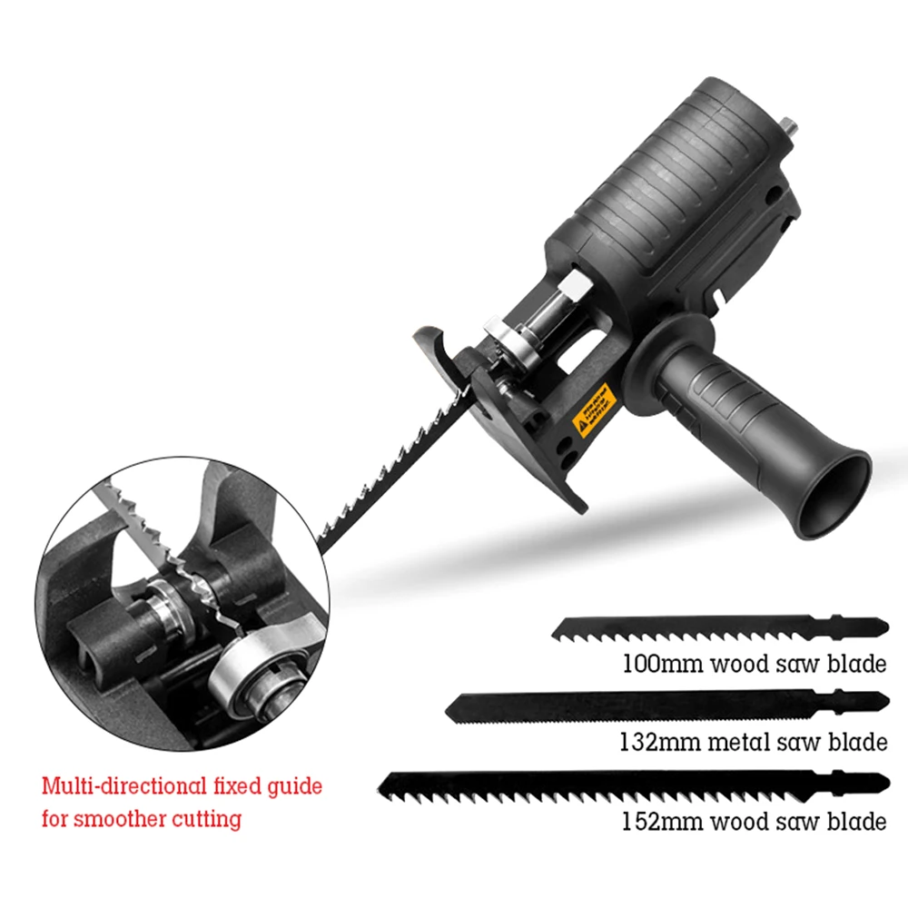 Portable Reciprocating Electric Saw Adapter Drill Modified Tool Attachment with 3 Blades for Wood Metal Cutting | Инструменты