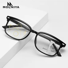 MOLNIYA прогрессивные очки для чтения Для мужчин Для женщин в ретро-стиле, квадратный фильтр синего светильник оправа для очков диоптрий 1,0 1,5 2,0 2,5 3,0