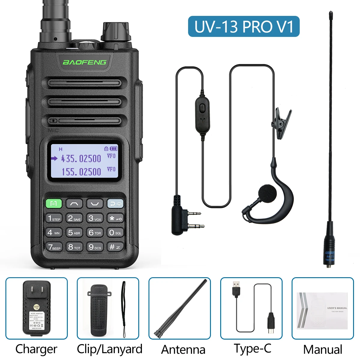 best buy walkie talkie Baofeng UV 13pro 10W 8800mAh Powerful Walkie Talkie with USB Charger Long Range Ham Two Way Radio UV13 PRO Upgrade UV-5R UV-10R long distance walkie talkie Walkie Talkie