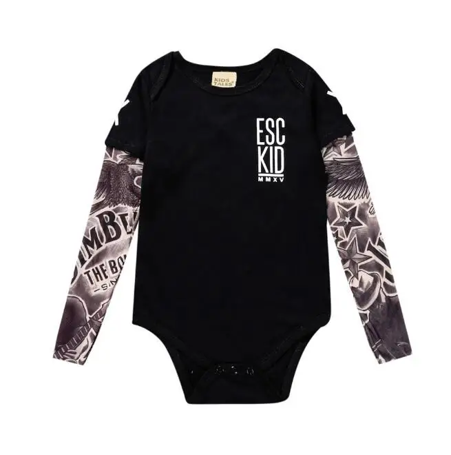 VEKDONE Toddler/Infant Baby Boy Girl Tattoo Printed Sleeve Romper Bodysuit Jumpsuit Cotton Onesie