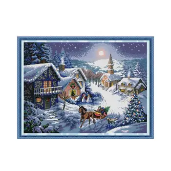 

Dusk In The Snow Chinese Cross Stitch Patterns 14CT 11CT Counted Printed Embroidery Kit DMC DIY Handmade Needlework Sets Crafts