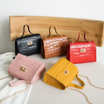 

Mini PU Fashion Women Bags 2020 Summer Crocodile Pattern Handbag Shoulder Messenger Chain Lock Small Square Bags New
