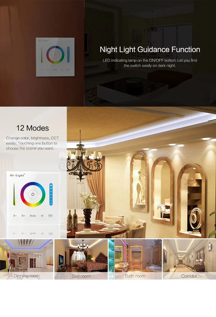 Mi. Light P3 настенный полный контроллер сенсорной панели для 3528 5050 2835 RGB RGBW RGB+ с регулируемой яркостью изменение цвета светодиодный jk119