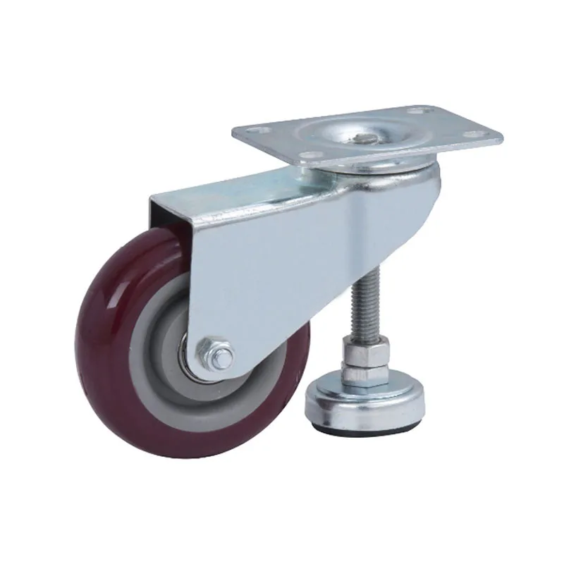 

4-Inch Bordeaux PVC Level Regulating Wheel Height Adjustable with diao jie jiao bei Universal Wheel