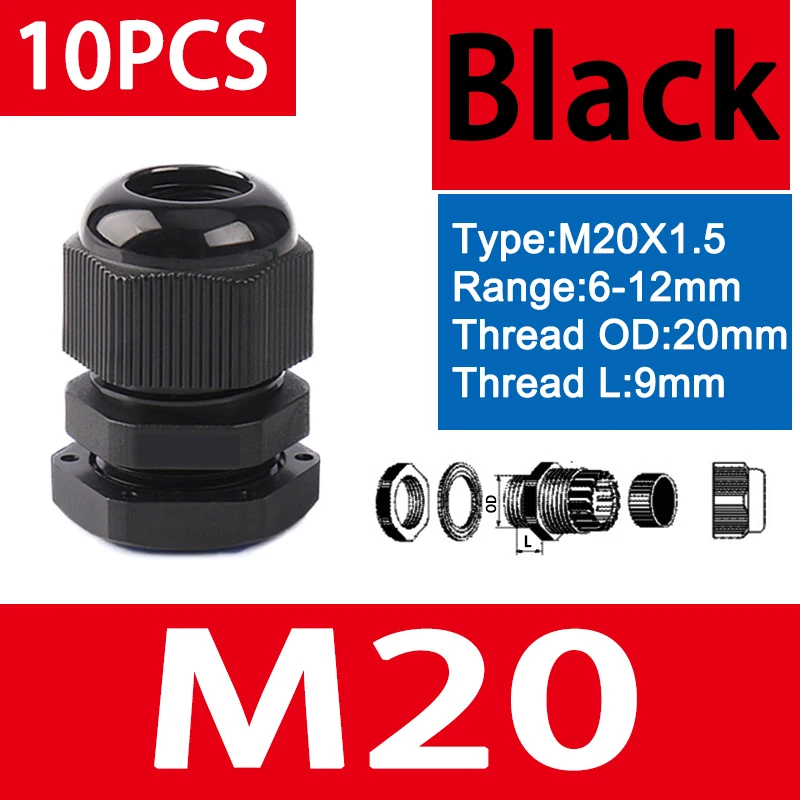 M20-12 BK 10Pcs