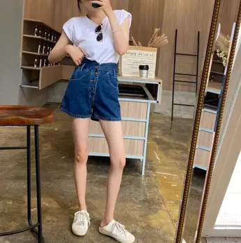 

new 2020 High-waist breasted slim shorts maa1 summer wide-leg denim hot pants women KDY72-1-12