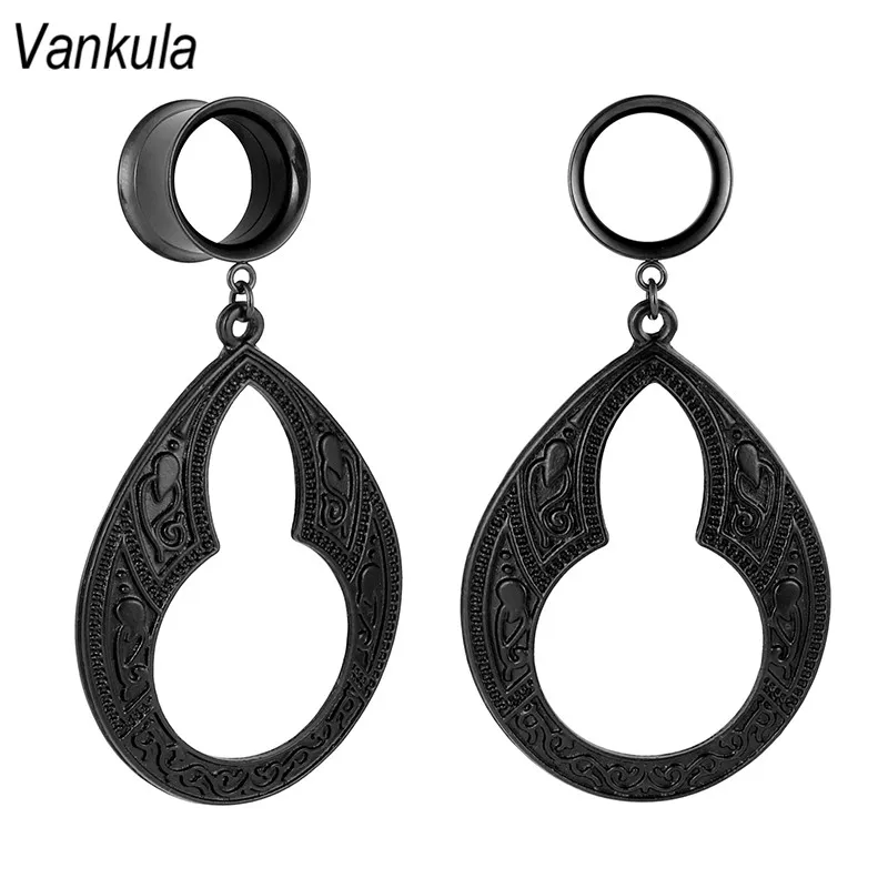 

Vankula wholesale new helix dangle ear plugs piercing body jewelry stainless steel black screw tunnels earrings for best gift