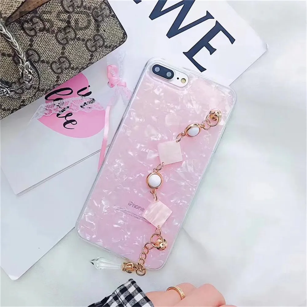 Алмазная Оболочка браслета Телефон чехол для Iphone 6 милый чехол Fo Iphone 8 Plus чехол Xs Max Мобильные аксессуары - Цвет: Pink