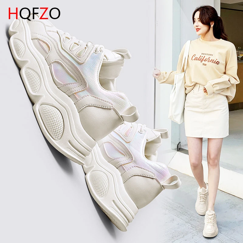 HQFZO Casual Women Autumn Sneakers Platform Chunky Sneakers For Women Vulcanize Shoes Zapatos De Mujer Basket Femme