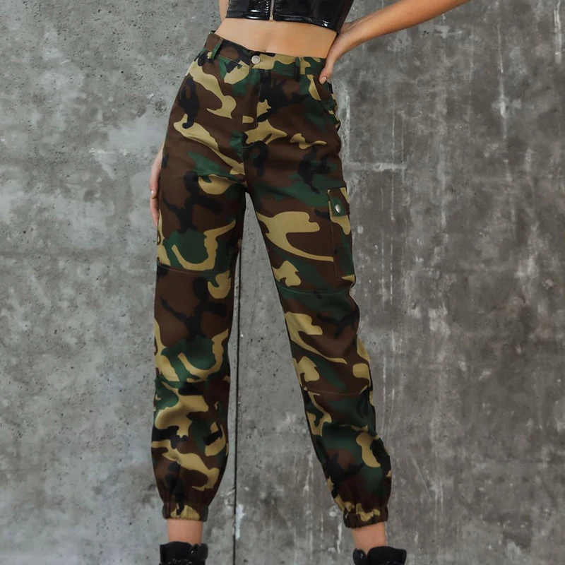 Модные спортивные Леггинсы женские с высокой талией Jogger Брюки Camoflage Jogger женские повседневные брюки фитнес брюки для бега