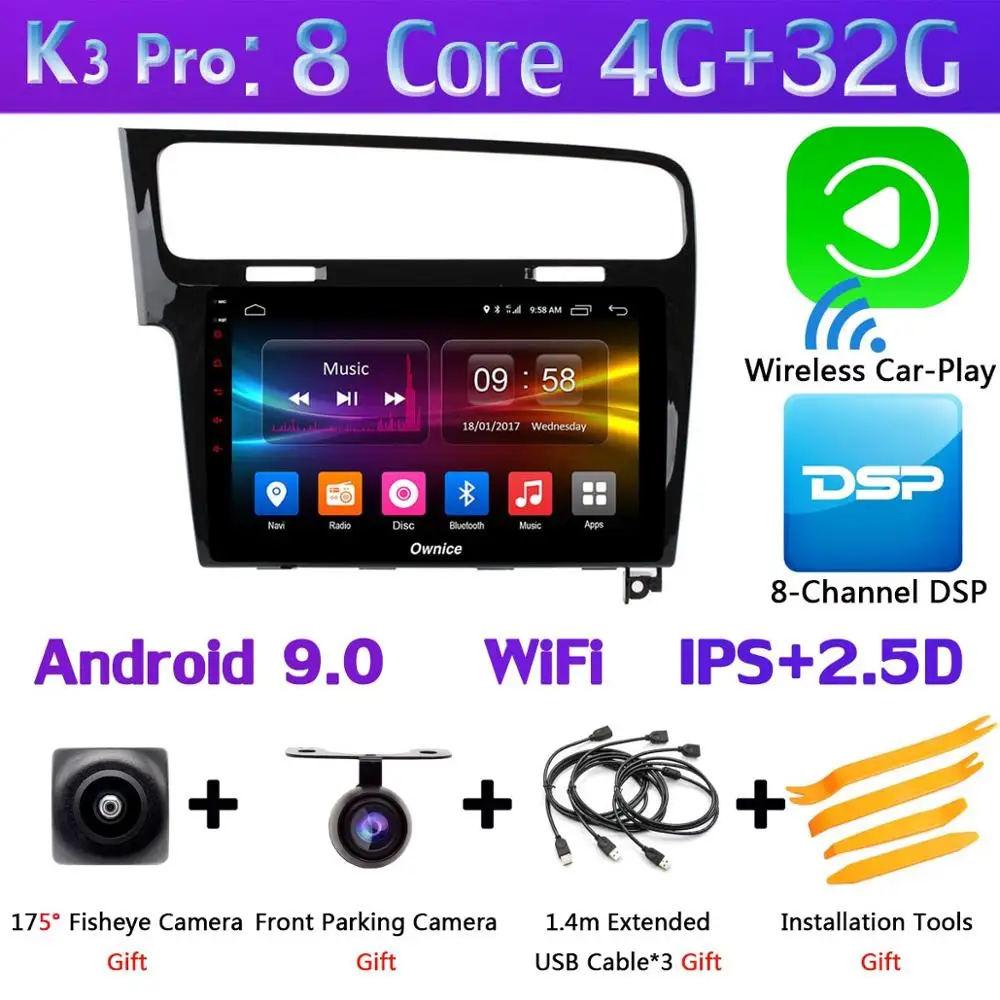 360 ° панорамная камера 4G LTE Android 9,0 4G+ 64G DSP CarPlay автомобильный мультимедийный плеер для Volkswagen Golf 7 MK7 2013- gps радио - Цвет: K3 Pro CarPlay