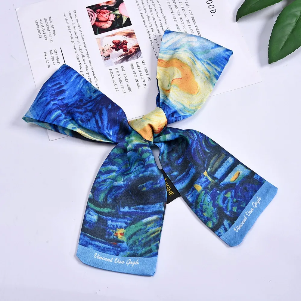 Картина маслом шелковый шарф Женская Косынка обтягивающая сумка Шарф Густав Климт поцелуй женские шарфы-повязки обертывания для дам
