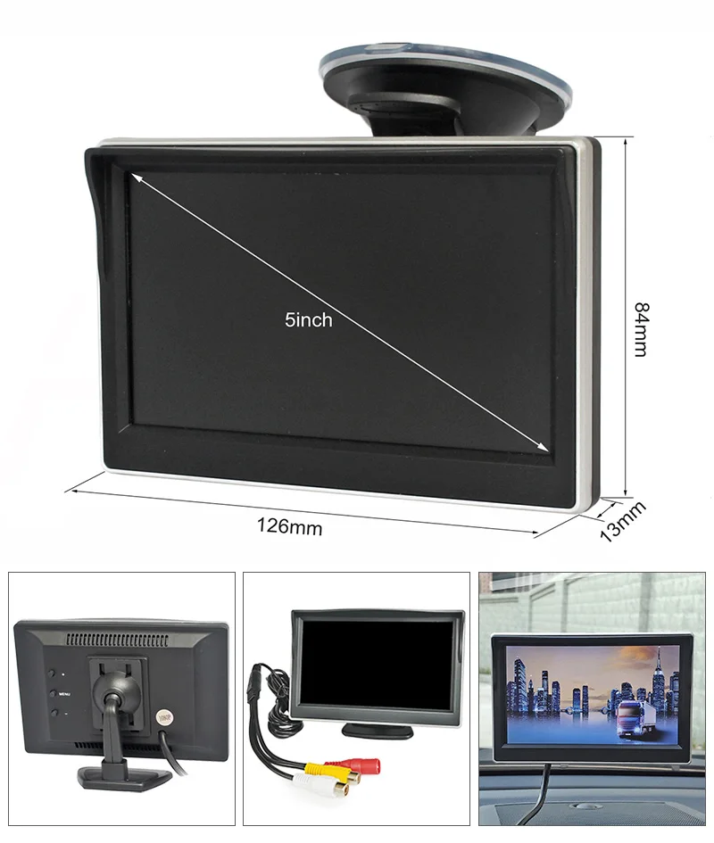 DIYKIT AHD IPS 차량 모니터, 1920x1080P HD 170 도 별빛 야간 투시경 백업 차량 후진 카메라, 5 인치