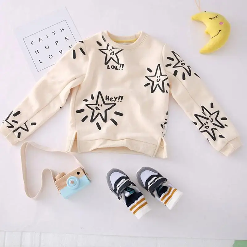 

Autumn Winter Fleece Baby Boys Sweatshirt Cartoon Printed for Children Kids