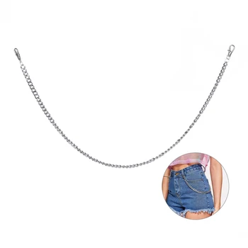 

Punk Unisex Metal Wallet Belt Chain Rock Trousers Hipster Pant Jean Keychain Silver Color Pin Ring Clip Keyring Hip Hop Jewelry