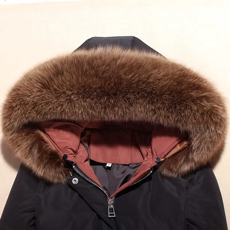3XL Большие размеры, натуральный Лисий мех, воротник с капюшоном, 90% утиный пух, пальто женские зимние, отличное качество, толстые теплые длинные, тонкие пуховики
