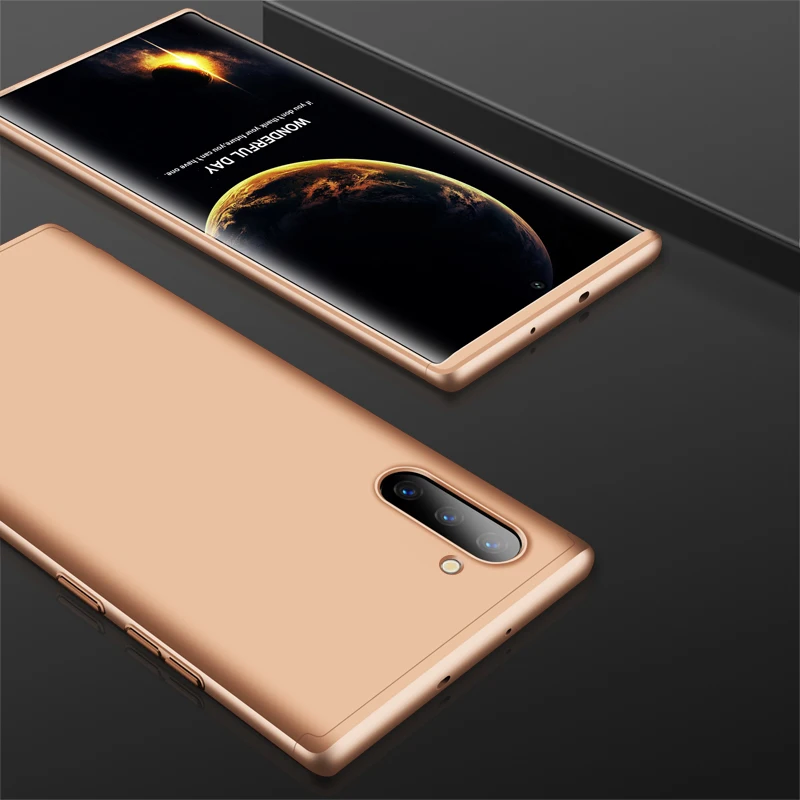 Для samsung Note10 5G 360 Полное покрытие 6," для samsung Galaxy Note 10 чехол жесткий 3 в 1 матовый армированный гибридный защитный чехол для телефона - Цвет: Золотой