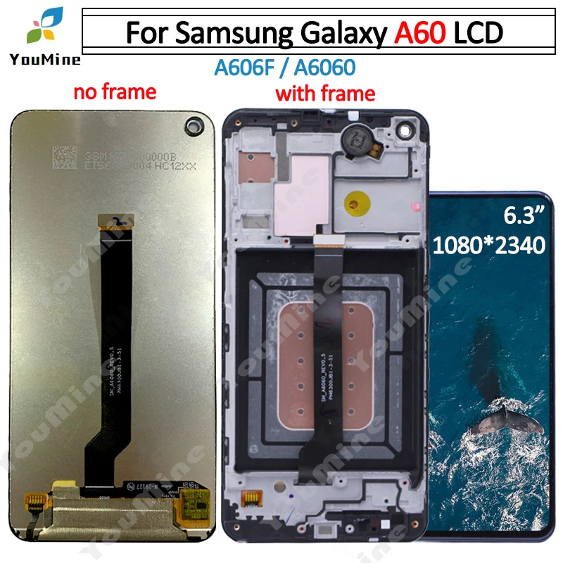 Для samsung galaxy A60 A606F/DS A6060 A606FD дисплей сенсорный экран дигитайзер в сборе для samsung A60 ЖК-дисплей с рамкой