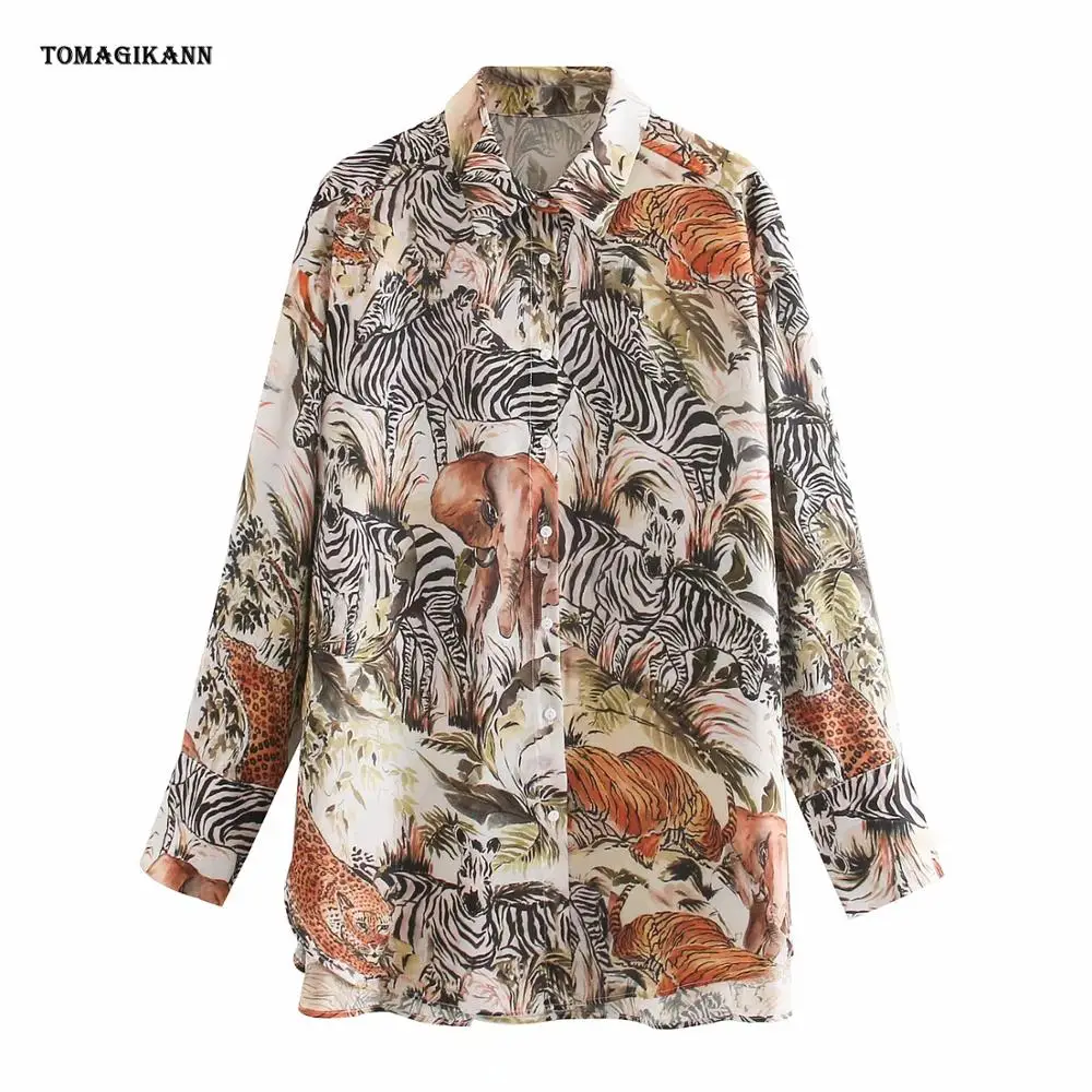 

New Spring 2020 Women Casual Animal Print Casual Loose Blouse Shirts Women Wild Chic Chemise Blusas Femininas Tops
