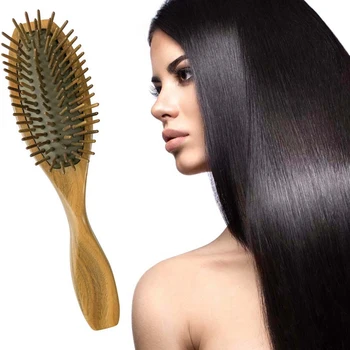 

Professional Handmade Natural Green Sandalwood Static-Free Hair Brush Airbag Massage Comb Hair Comb with Handle Aromatic Smell S