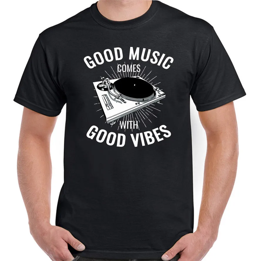 Хорошая музыка Vibes Мужская смешная Dj футболка проигрыватель виниловых пластинок