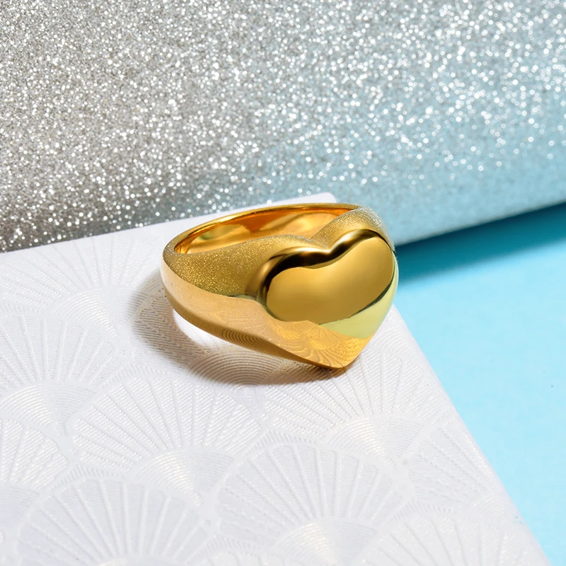 Baoyan винтажные большие золотые кольца на палец, шестигранное сердце, кольца из нержавеющей стали, модные титановые Свадебные обручальные кольца для мужчин и женщин
