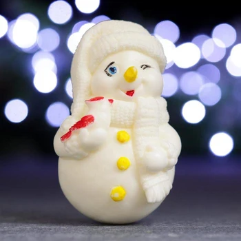 

Shaped soap "Snowman with a bullfinch" white, 110g 5155683