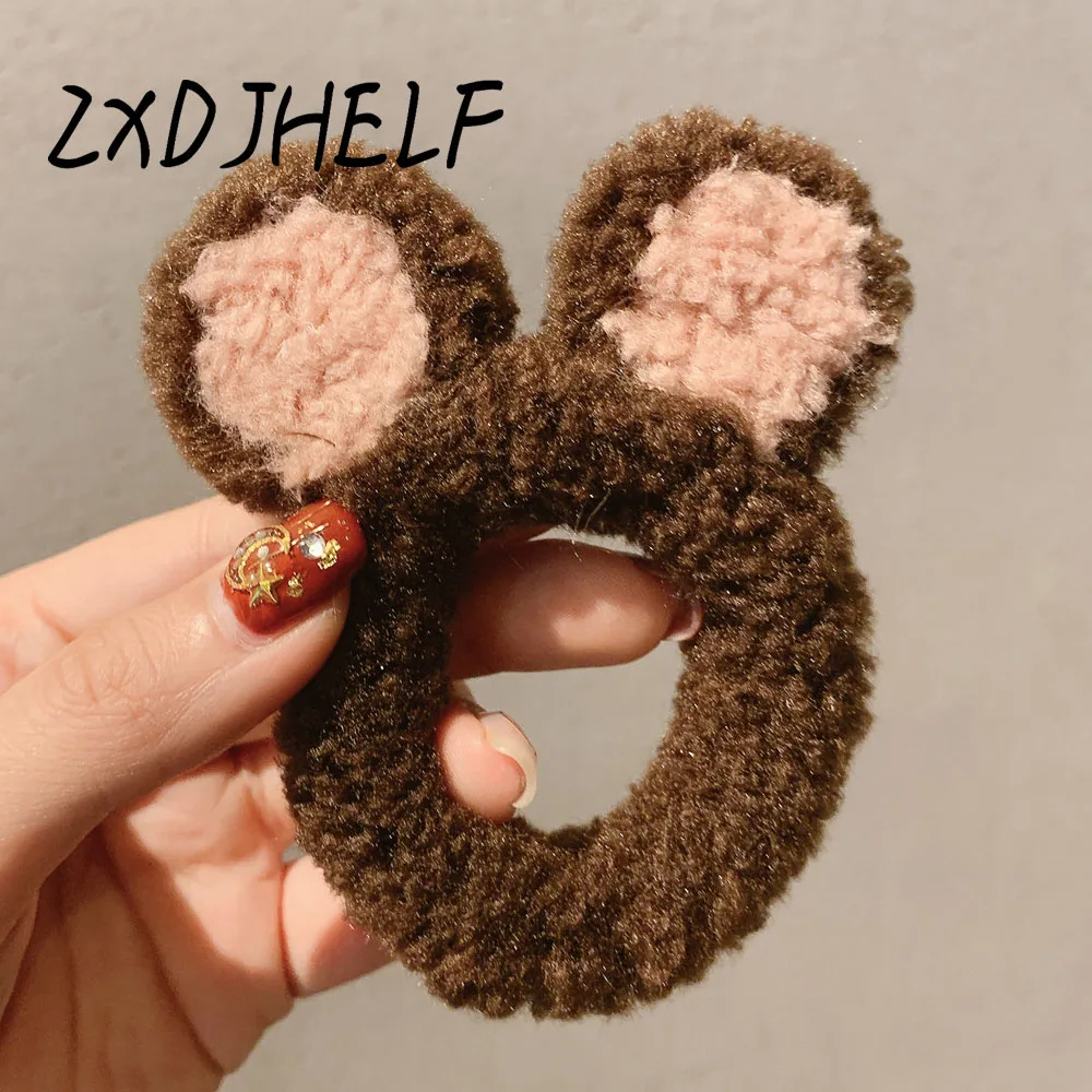 ZXDJHELF Cute Plush Elastic Hair Band For Hair Accessories Simple Cartoon Women Rubber Band Mujer Scrunchie Ponytail Holder F576