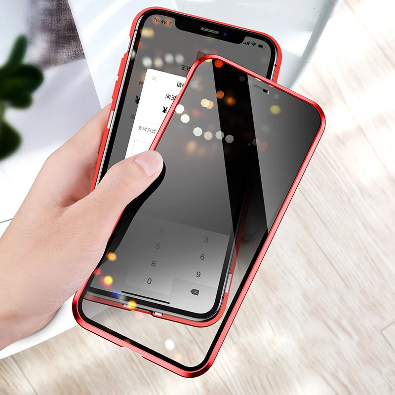 Магнитный адсорбционный металлический чехол для iPhone Xs Max XR X 10 чехол Роскошный надежное закаленное стекло полное покрытие для iPhone 7 8 Plus Coque