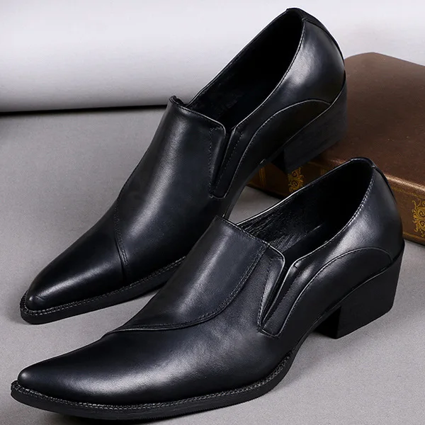 

Shoes Male Genuine Leather Pointed Metal Toe Casual Korean Style Heren Schoenen Loafers Full Grain Leather Cow Leather Slip-on