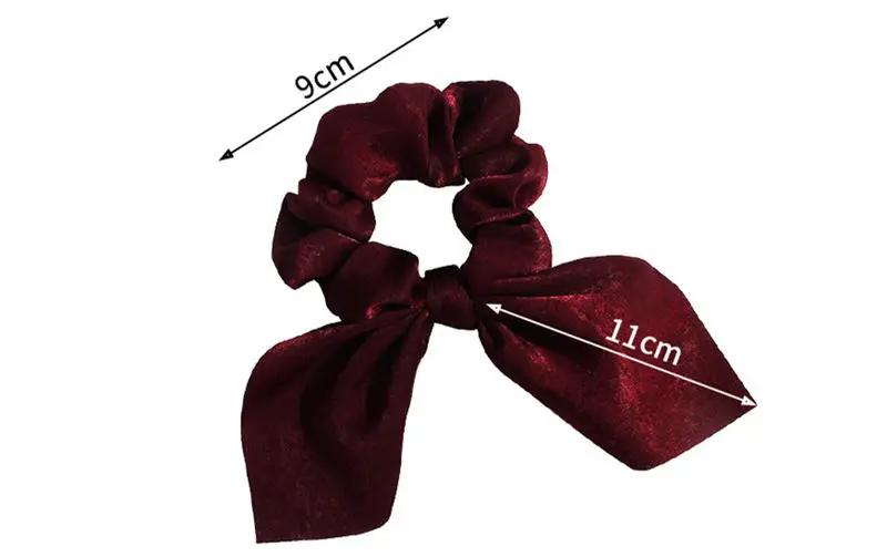 Pure Color Elastic Hair Band Rabbit Ear Bow Pearl Hair Rope Satin Ponytail Scrunchie Hair Tie For Women Headband Hair Accessorie