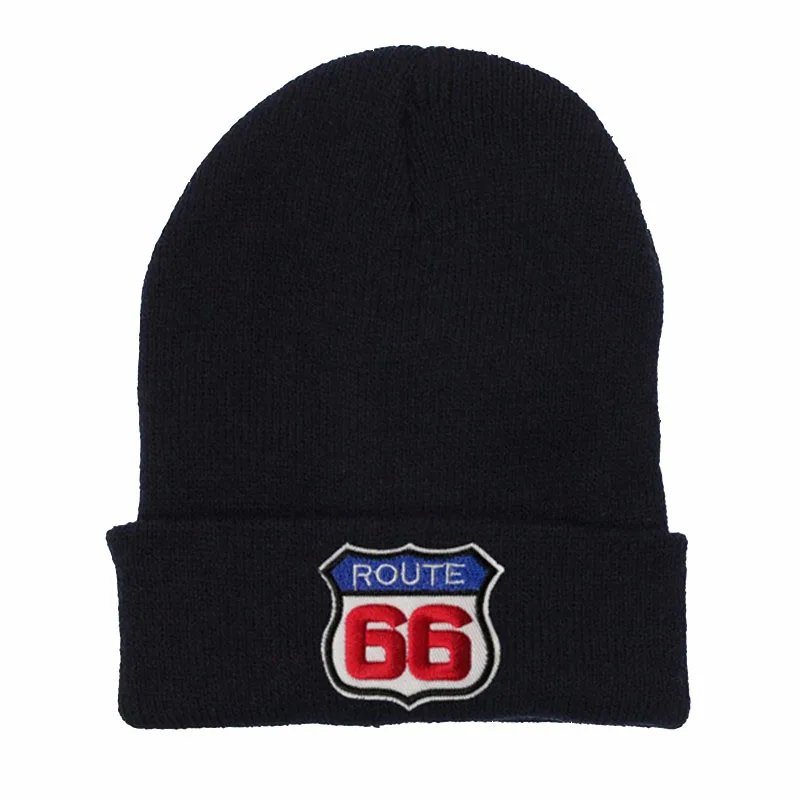 Route 66 вязаная шапка зима шапки Повседневная шапочка для мужчин и женщин модная вязаная зимняя шапка хип-хоп шапка