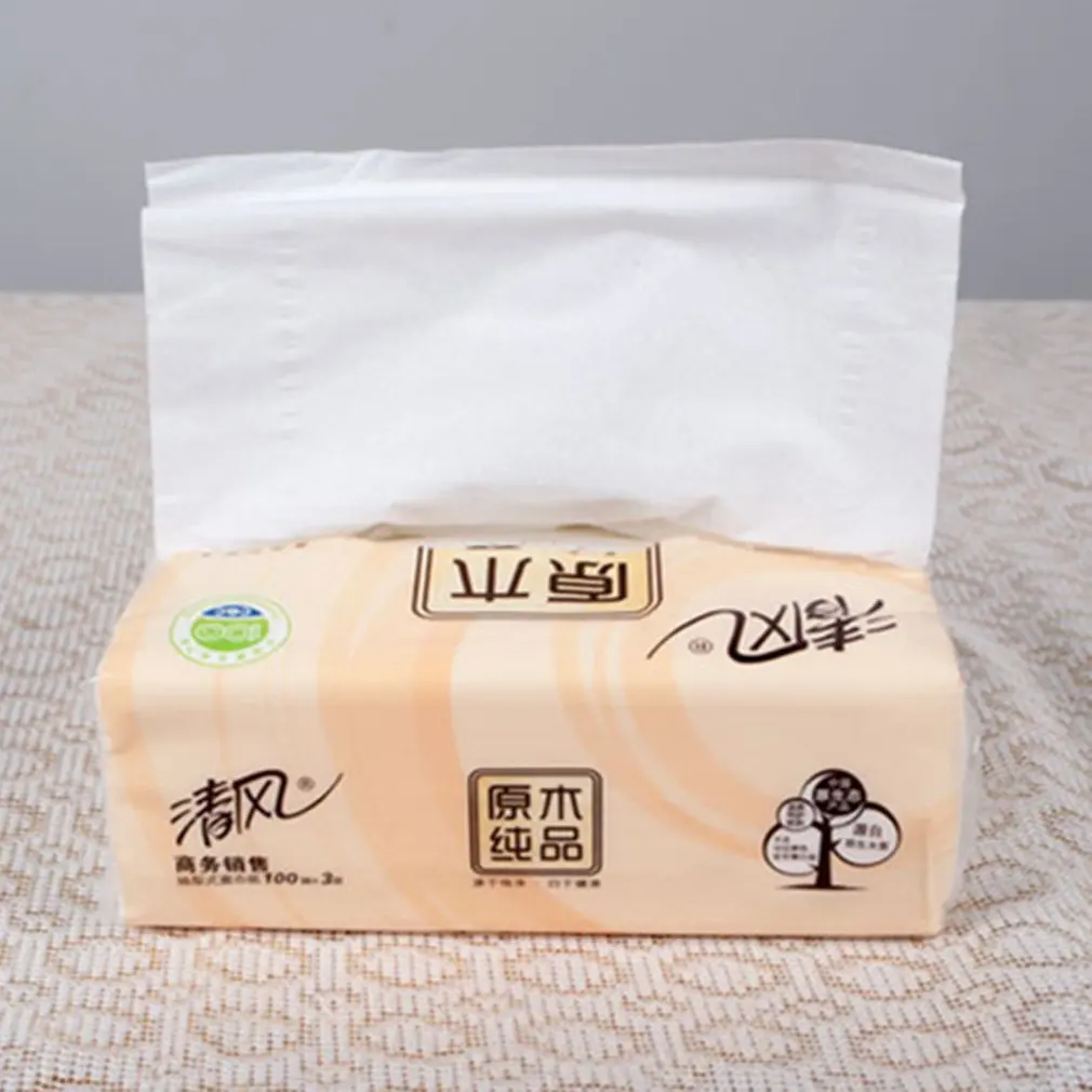 

4Packs Primary Wood Pulp Soft Pumping Paper 3Layers Tissue Paper Toilet Paper Pumping Napkin Paper