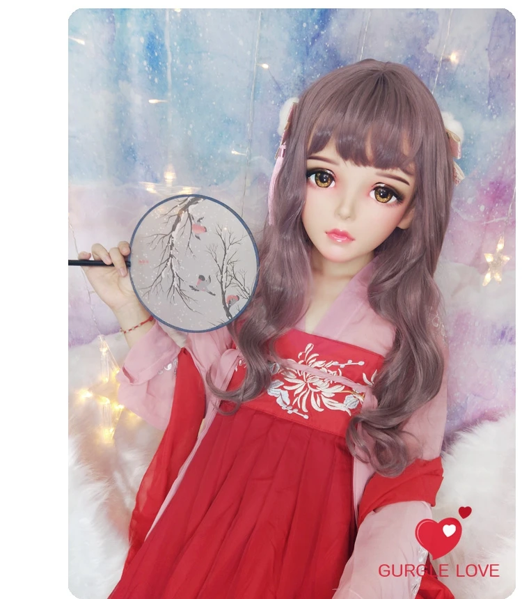NEW-167) Female Resin Silica Dance Party Masks Halloween BJD Girl Doll Crossdresser Japan Kigurumi Anime Cosplay Mask with Wig