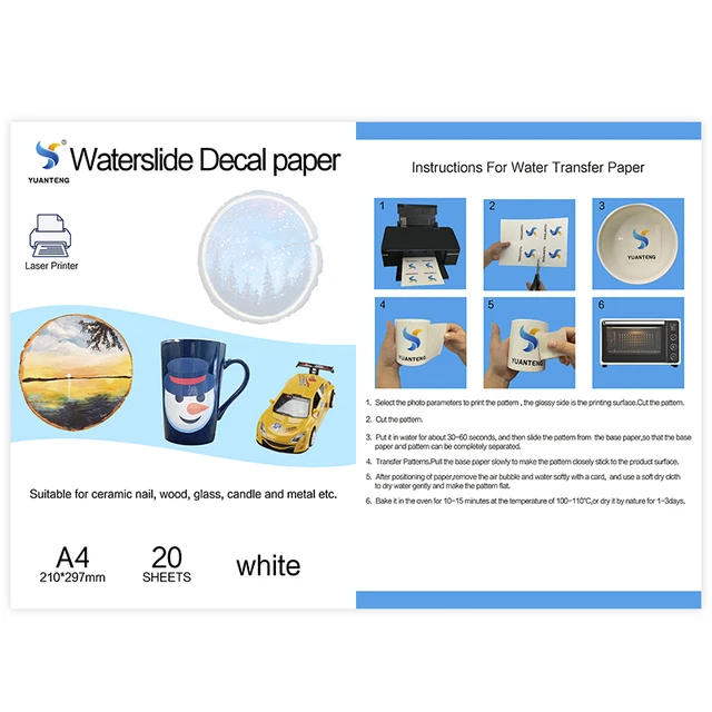 20pcs/Lot) A4 Size White Background Printing Paper Waterslide Decal Paper  Laser Water Slide Decal Paper - AliExpress