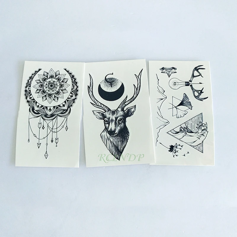 Waterproof Temporary Tattoo Sticker lovely deer moon star red lips small art tatto flash tatoo fake tattoos for women men kid - Цвет: Светло-желтый